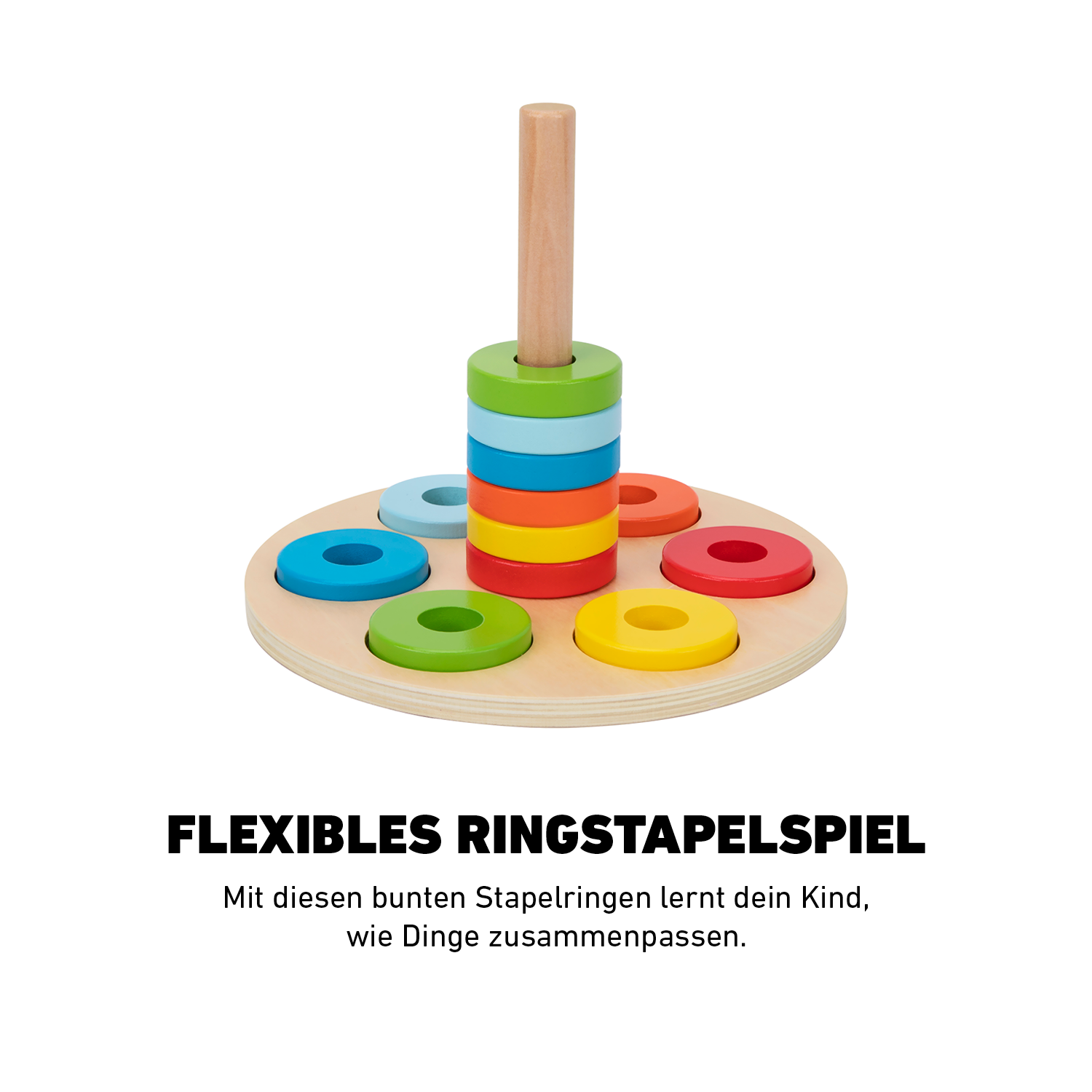 Flexibles Ringstapeln im Abenteuerset für Verständnis von Formen und Größen